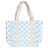 Anju Jewelry - Handcrafted Canvas Bag with Block-Printed Sky Blue Leaves