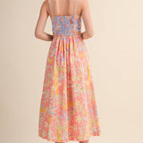&MERCI - EXCLUSIVE FLORAL BUTTON DOWN TAPE TRIM MIDI DRESS MDR4735