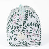 LA Soul - White Floral print Quilted Cotton Toiletry Bag Set