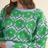 &MERCI - FUZZY TEXTURE FLORAL SWEATER MSW11198