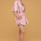 Strut & Bolt - Romantic Floral Print Contrast Piping Mini Dress