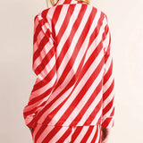 Rosa Clothing - Cozy & Soft Christmas Diagonal Stripes Long Pajama Set