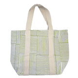 Anju Jewelry - Handcrafted Canvas Bag with Block-Printed Olive Stripes