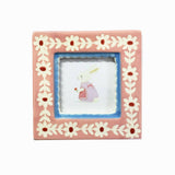 ChagoArt - Hand-painted Ceramic Photo Frame, Pink Flowers