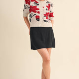 &MERCI - FLORAL KNIT SHORT PUFF SLEEVE SWEATER CARDIGAN MSW11393