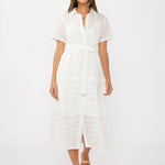Lovestitch - Lace-Trimmed Button-Down Cotton Midi Shirt Dress