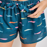 Baevely by Wellmade USA - FISH PRINT DRAWSTRING SHORTS