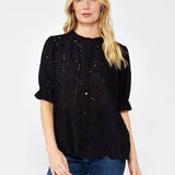 Lovestitch - Embroidered Eyelet Cotton Summer Top