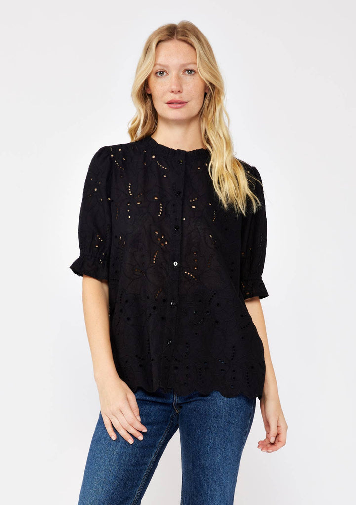 Lovestitch - Embroidered Eyelet Cotton Summer Top