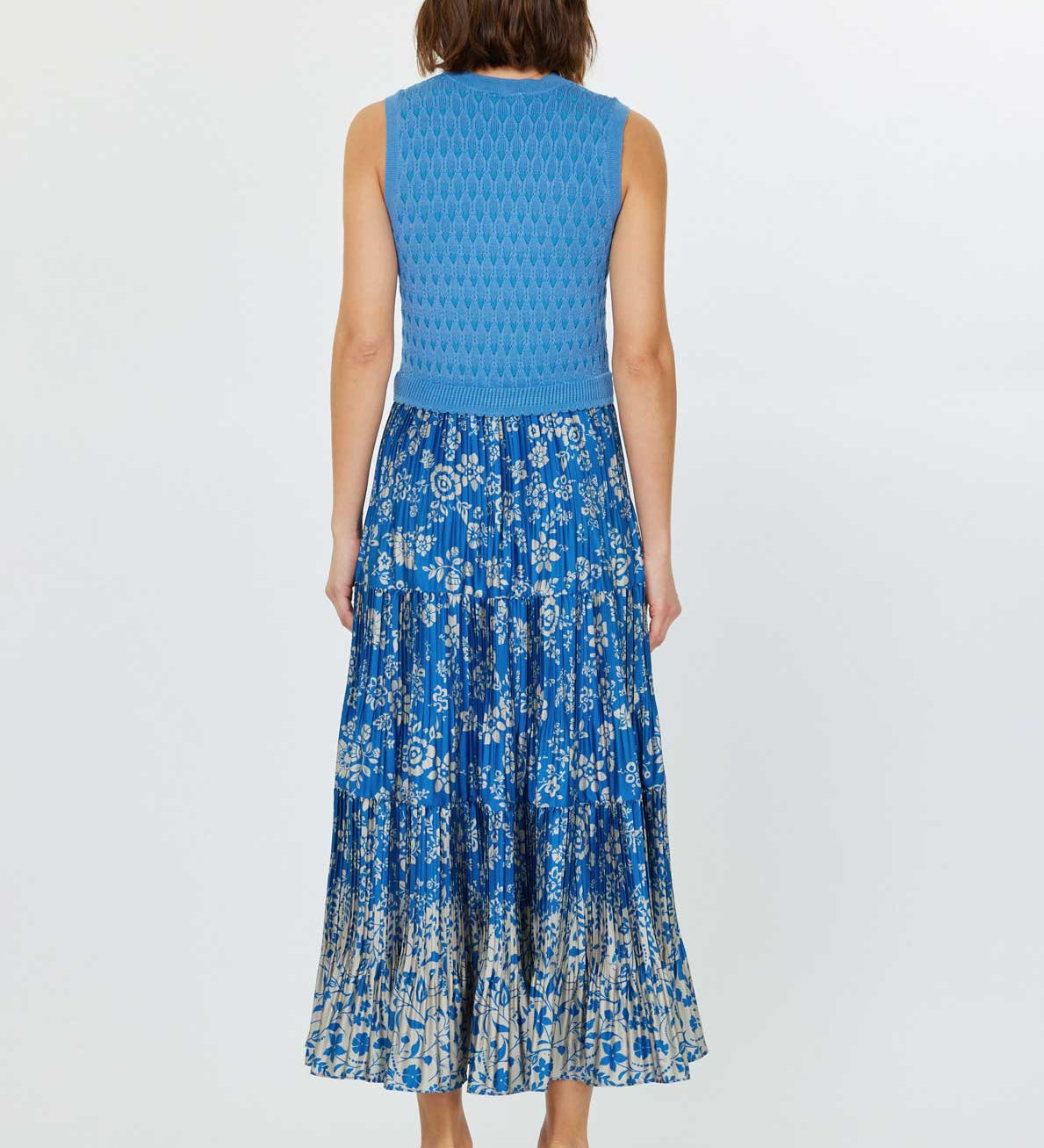Current Air - Floral Printed Skirt & Sweater Top Maxi Dress