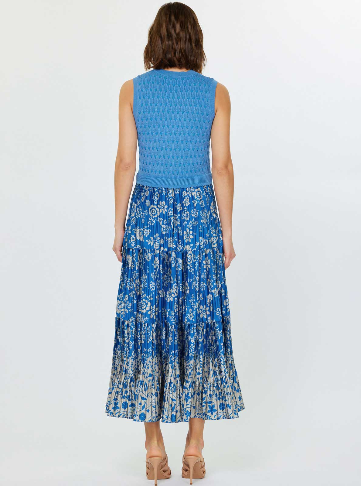 Current Air - Floral Printed Skirt & Sweater Top Maxi Dress