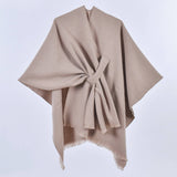 Rosa Clothing - Asymmetric Plian Thermal Shawl Ruana