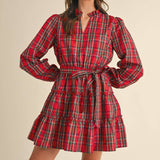 &MERCI - PLAID MINI DRESS WITH TIERED RUFFLE TRIM MDR3538