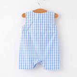Rylee Faith Designs - 4th of july Flag Embroidery Smocking Boys Romper