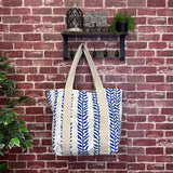 Anju Jewelry - Handcrafted Canvas Bag with Block-Printed Seaside Serenity