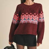 &MERCI - CABLE KNIT FAIR ISLE SWEATER MSW10679