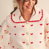 &MERCI - DOLL COLLAR HEART KNIT SWEATER CARDIGAN MSW11160