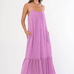 Lovestitch - Striped Scoop Neck Ruffle Hem Maxi Dress