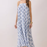 TCEC - CD06741-Printed Flowy Silhouette Side Pockets Maxi Dress