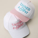 Fashion City - TANNED & TIPSY Embroidered Seersucker Brim Trucker Hat