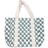 Anju Jewelry - Handcrafted Canvas Bag with Block-Printed Teal Marigold
