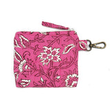 Anju Jewelry - Quilted Block-Printed Travel Pouch - Paisley Pink