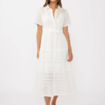 Lovestitch - Lace-Trimmed Button-Down Cotton Midi Shirt Dress