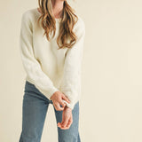 &MERCI - FLORAL KNIT PUFF SLEEVE SWEATER MSW10912