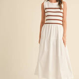 &MERCI - MIXED MEDIA STRIPED MIDI DRESS MDR3846