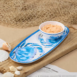 Certified International - Beach House Crab Oval Tray 15in x 6in with Dip Bowl 4.75in