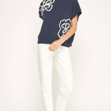 Strut & Bolt - Floral Embroidered Knit Top