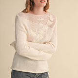 &MERCI - FLORAL EMBROIDERY LONG SLEEVE SWEATER MSW11376