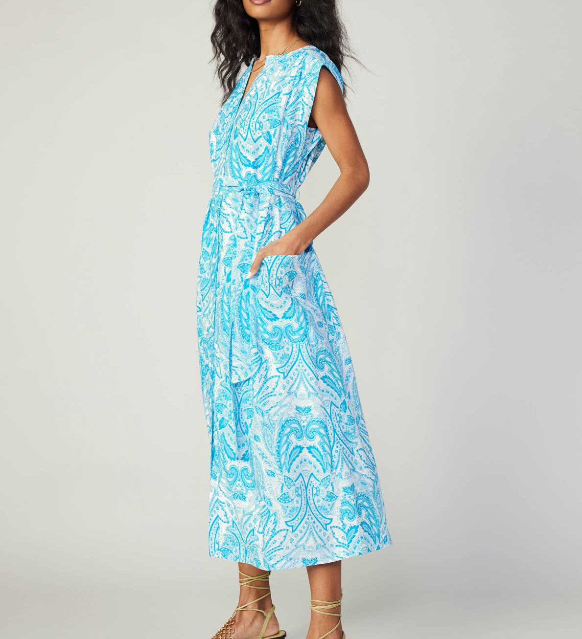 Current Air - Paisley Print Button Down MIdi Dress
