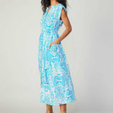 Current Air - Paisley Print Button Down MIdi Dress