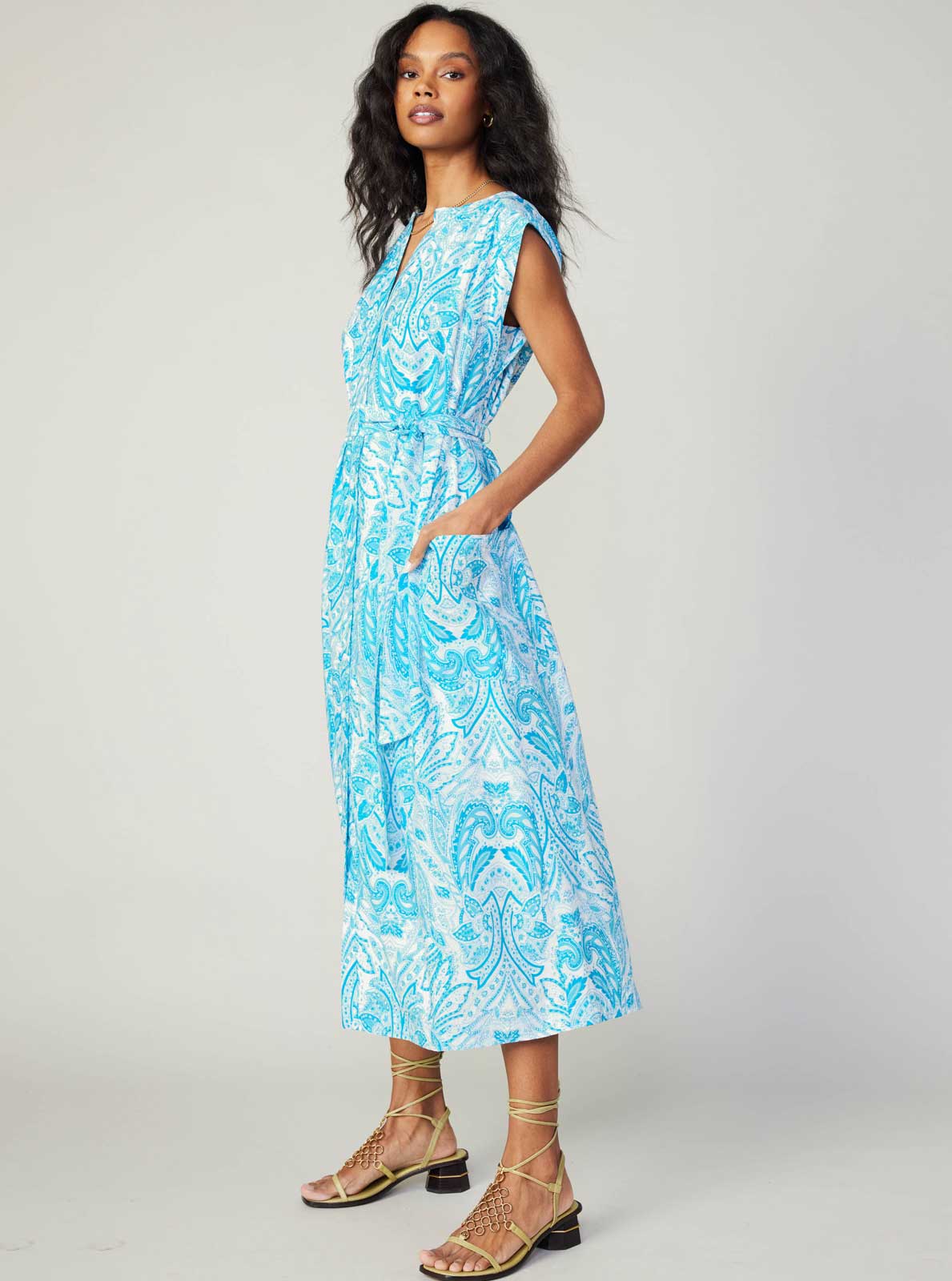 Current Air - Paisley Print Button Down MIdi Dress