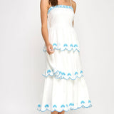 Strut & Bolt - Seashell Embroidery Scallop Layered Midi Dress