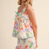 &MERCI - EXCLUSIVE FLORAL PRT TIE SHOULDER TOP SHORTS SET MPST4660