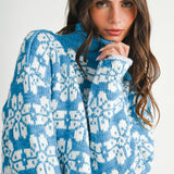 AEMI + CO - 3482IK Floral Fair Isle Mock Neck Sweater
