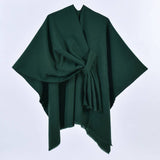 Rosa Clothing - Asymmetric Plian Thermal Shawl Ruana