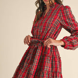 &MERCI - PLAID MINI DRESS WITH TIERED RUFFLE TRIM MDR3538