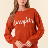 Doe and Rae - PUMPKIN Letter Embroidered Oversized Sweater Top - 43995T-1