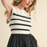 &MERCI - MIXED MEDIA STRIPED MIDI DRESS MDR3846