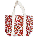 Anju Jewelry - Handcrafted Canvas Bag with Block-Printed Orange Flower Bed