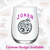 Fabuplates - Mahjong Stemless 4ct Set Wine Glasses "Joker"