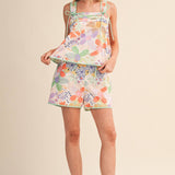 &MERCI - EXCLUSIVE FLORAL PRT TIE SHOULDER TOP SHORTS SET MPST4660