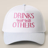 Fashion City - DRINK Well With OTHERS Embroidered Seersucker Brim Hat
