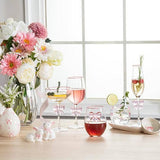 Abbott - Stemless Wine Glass with Pink Bows-4.5"H(18oz)