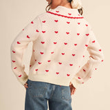 &MERCI - DOLL COLLAR HEART KNIT SWEATER CARDIGAN MSW11160