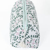LA Soul - White Floral print Quilted Cotton Toiletry Bag Set