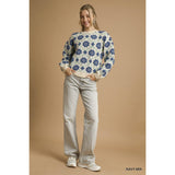 STYLE USA - Retro Floral Knit Sweater Top